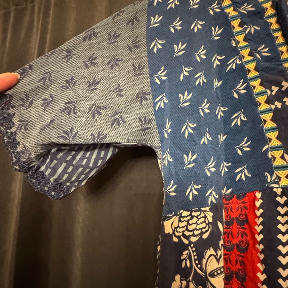 Johnny Was Ramona Button Down Top Bohemian patchwork peasant blouse - Picture 5 of 9